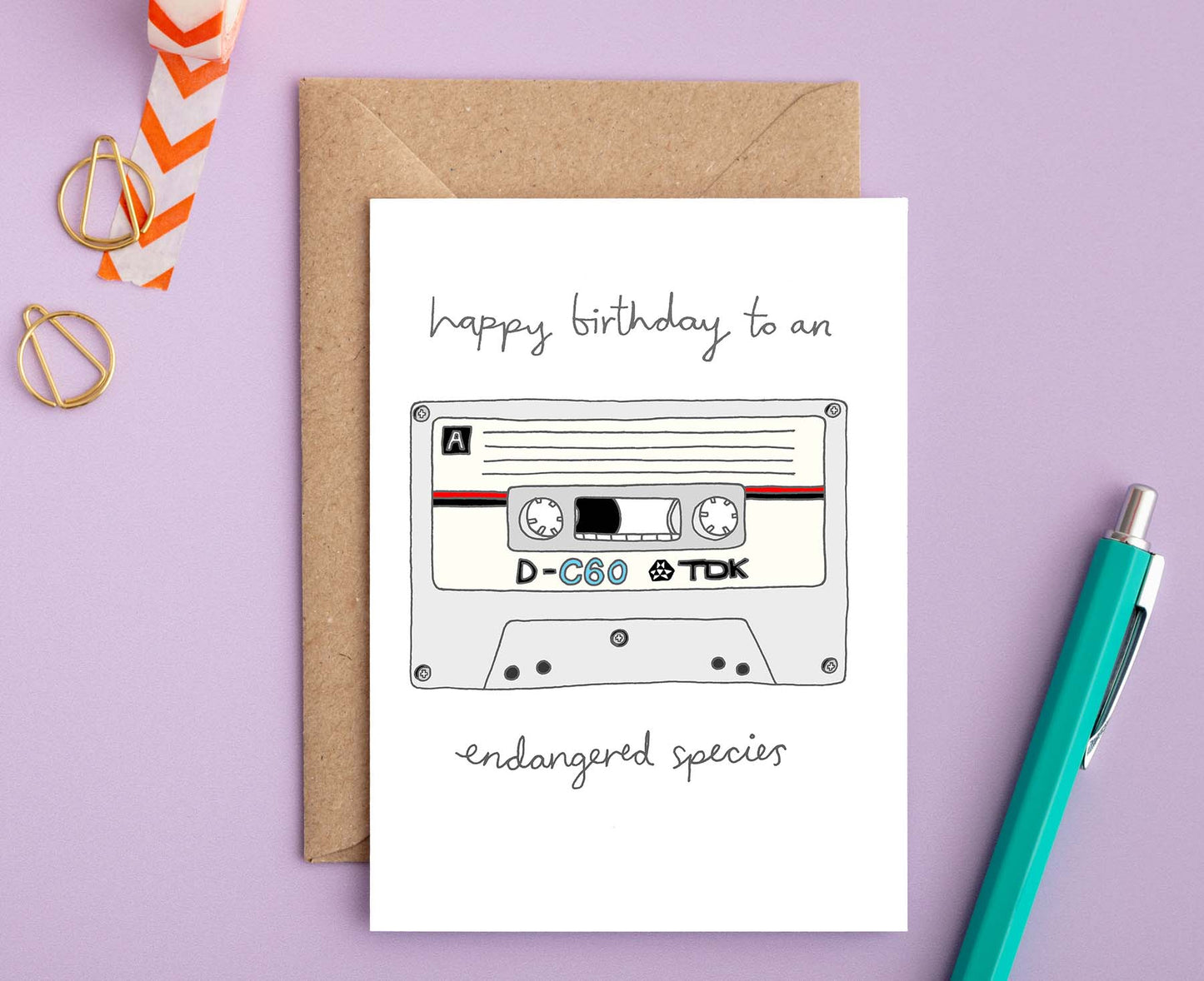 Happy Birthday to an Endangered Species Retro Cassette Birthday Card