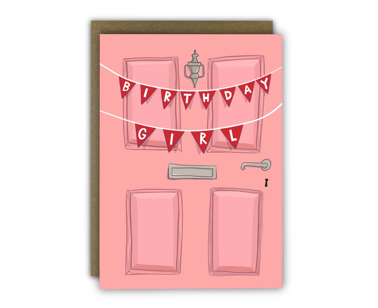 Birthday Girl Bunting Front Door Birthday Card