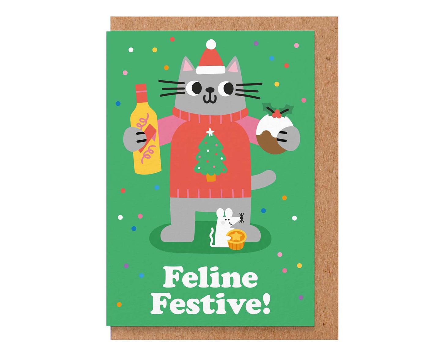 Feline Festive Cute Cat Christmas Card