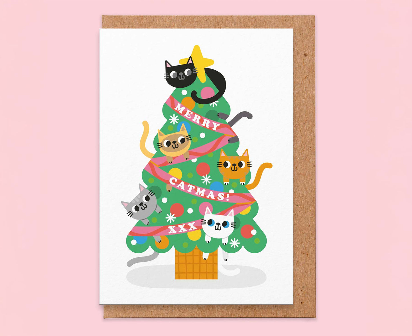 Merry Catmas Christmas Tree Cat Christmas Card