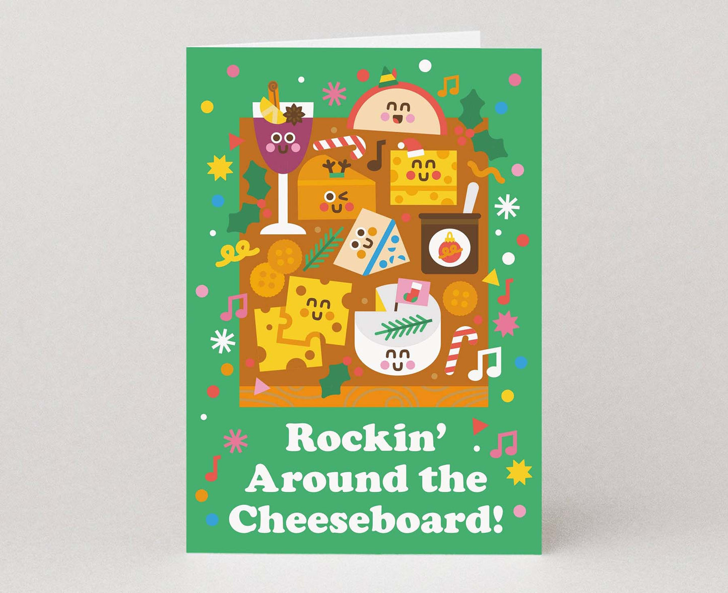 Rockin' Around The Cheeseboard Funny Christmas Card