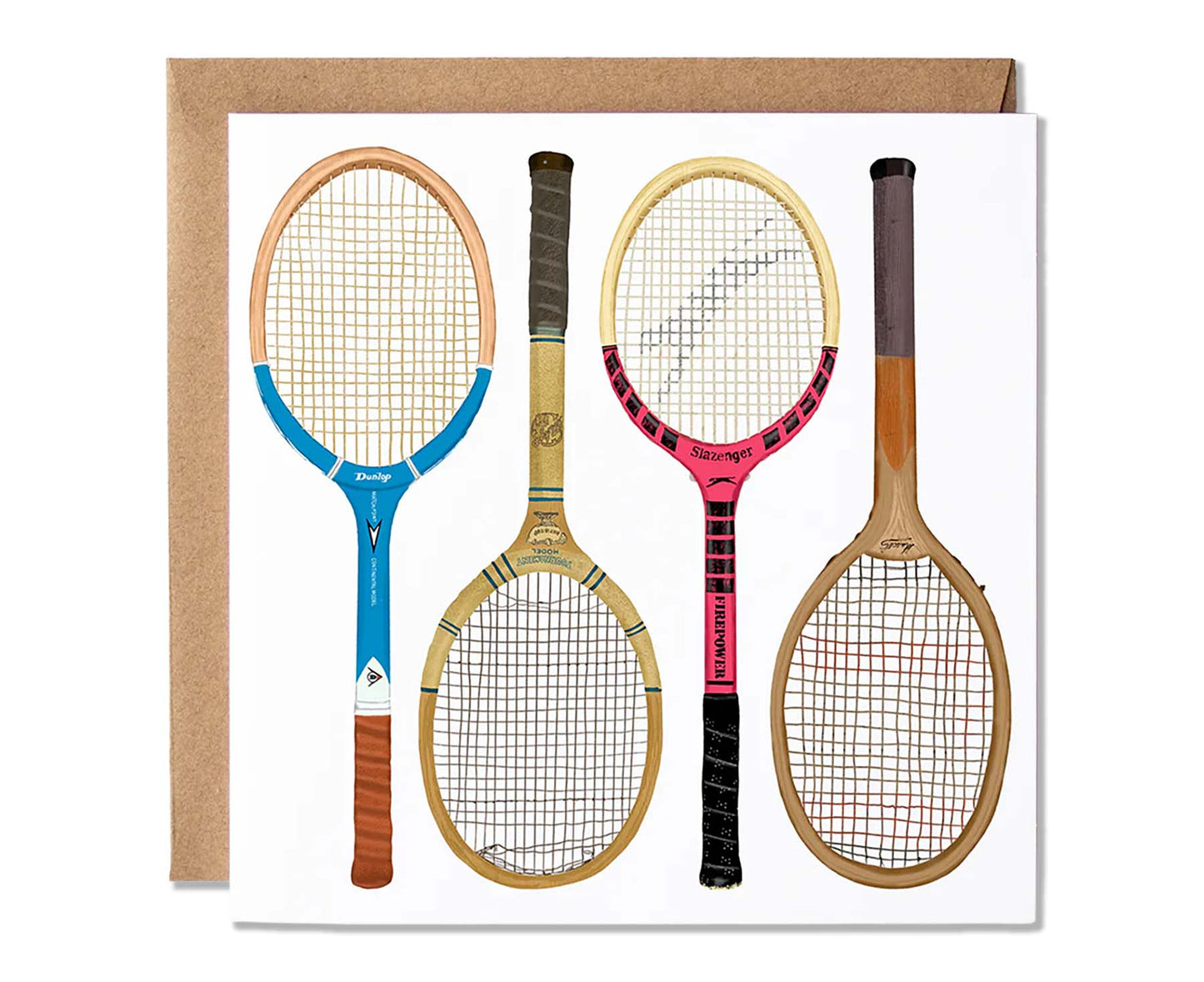 Vintage Tennis Racquets Illustrated Sports Card