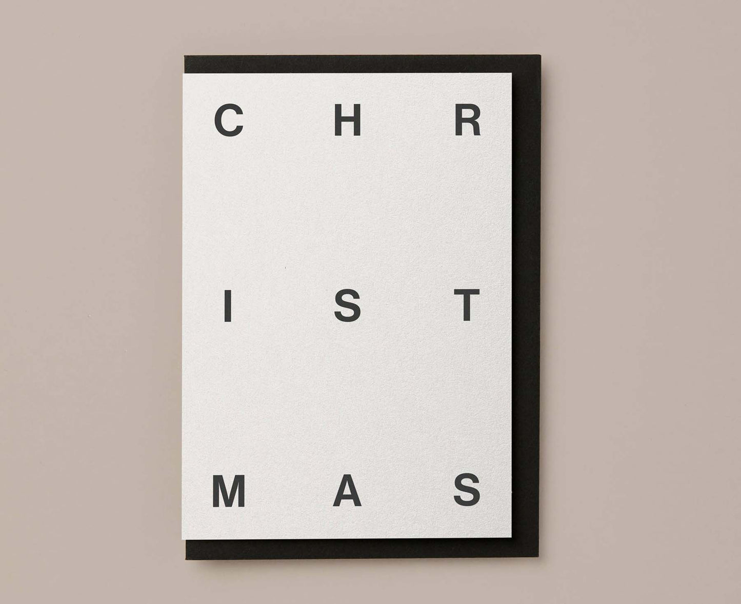 Embossed Christmas Typography Christmas Card Oat White