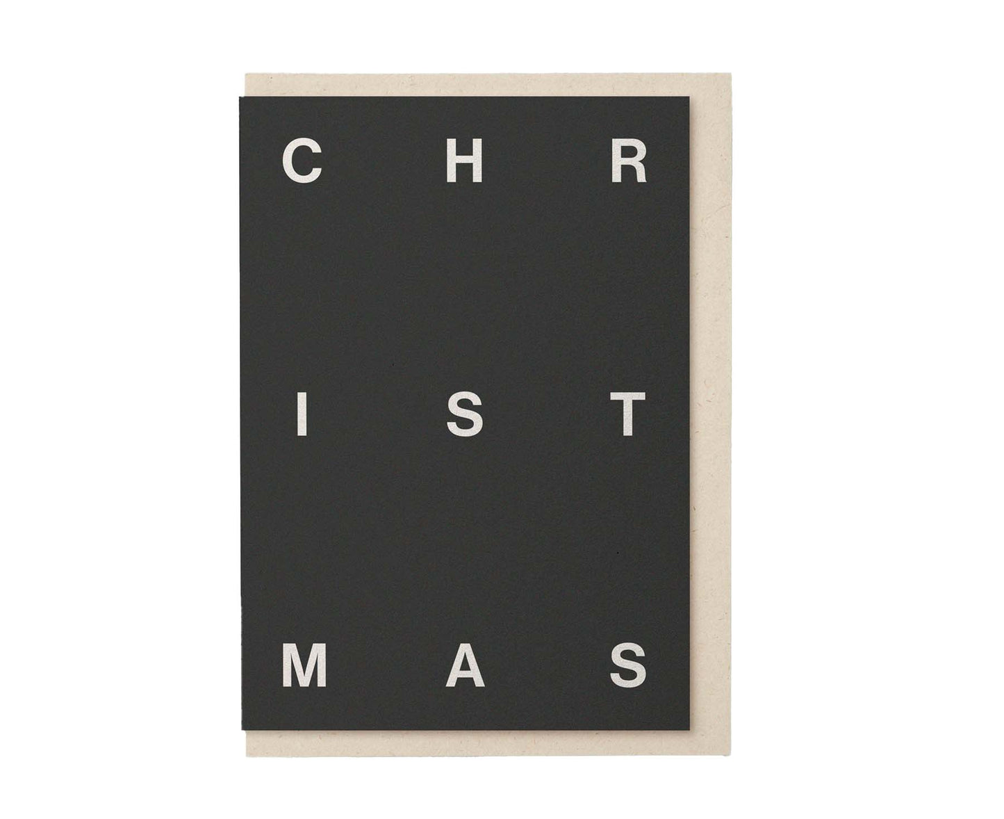 Embossed Christmas Typography Christmas Card Charcoal Grey