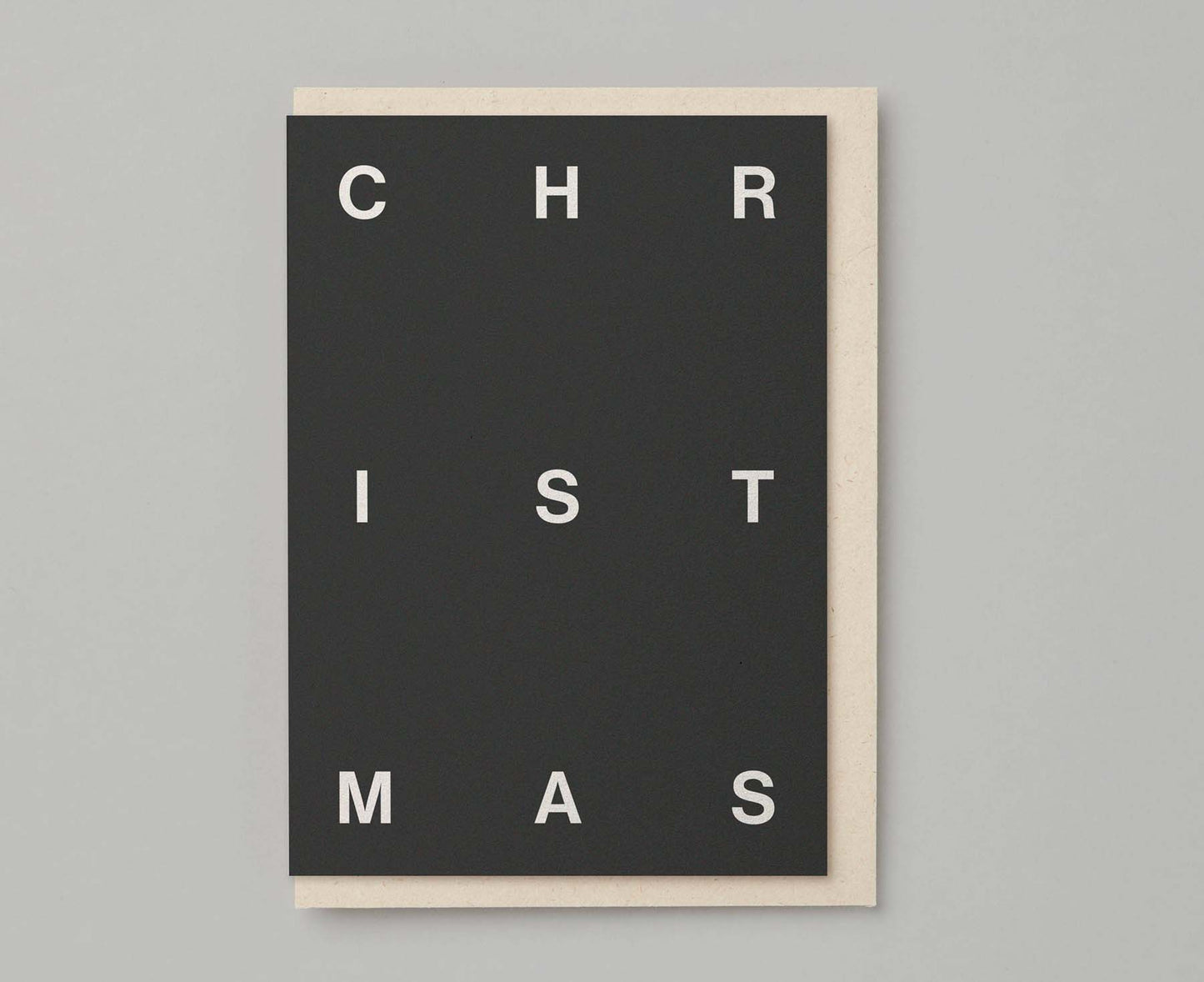 Embossed Christmas Typography Christmas Card Charcoal Grey