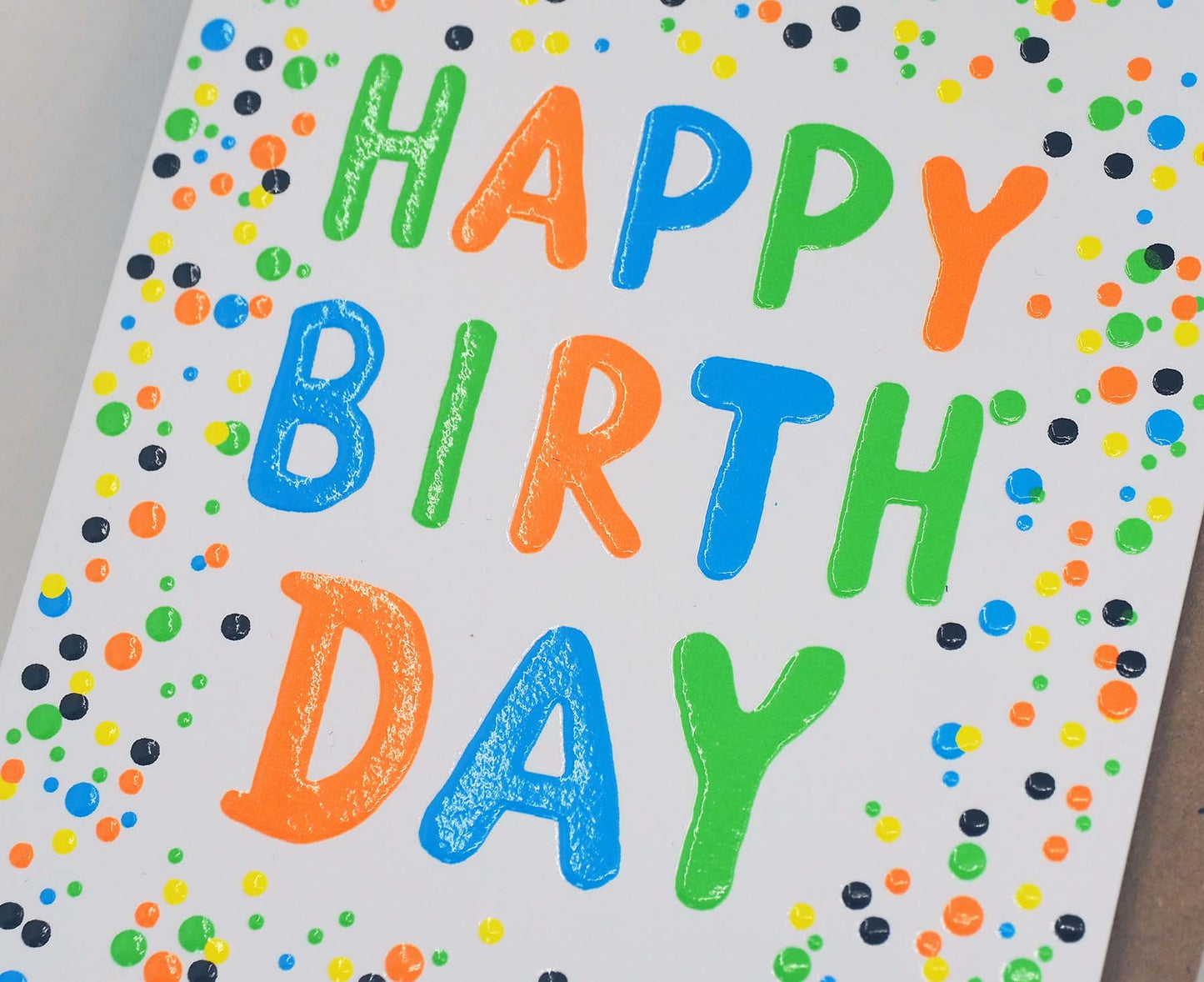 Embossed Dots Neon Birthday Card