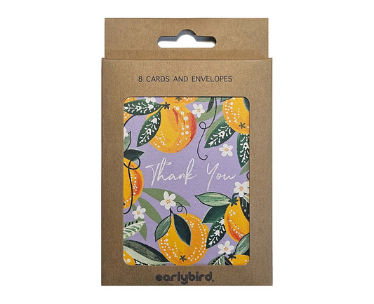 Pack of 8 Oranges Mini Thank You Cards