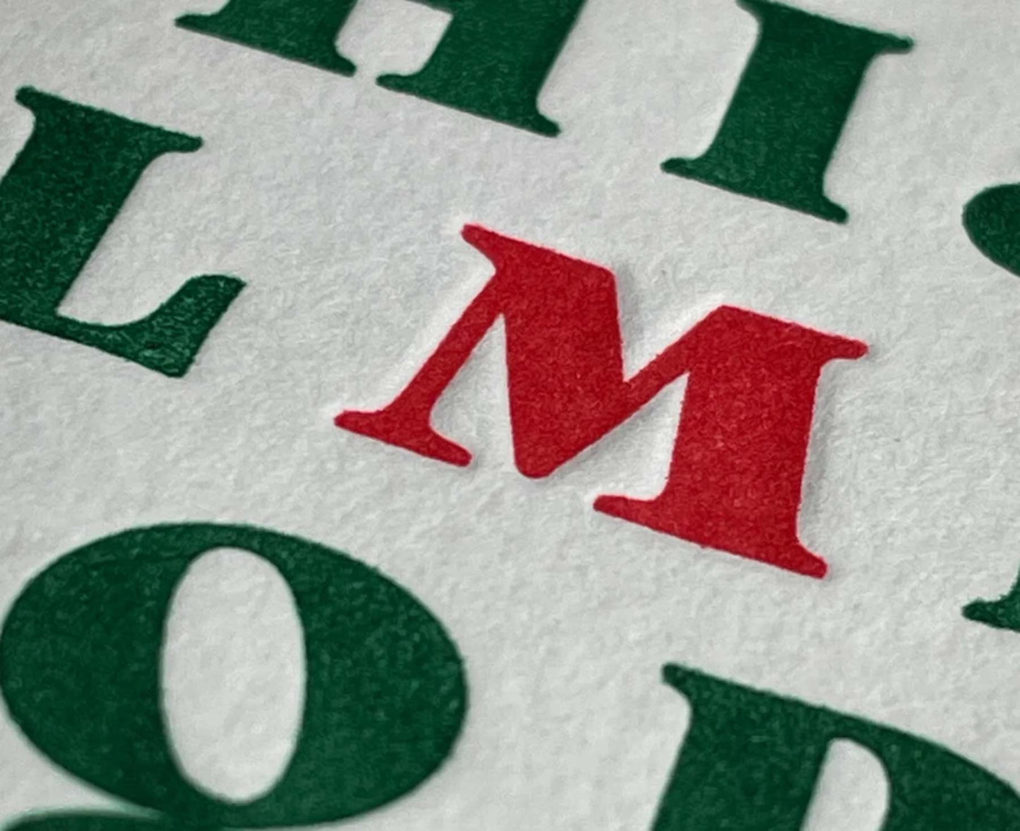 A-Z Christmas Tree Typography Letterpress Christmas card