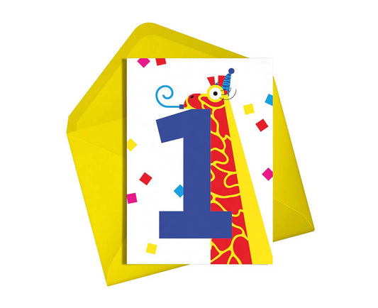 1st Birthday Giraffe Card