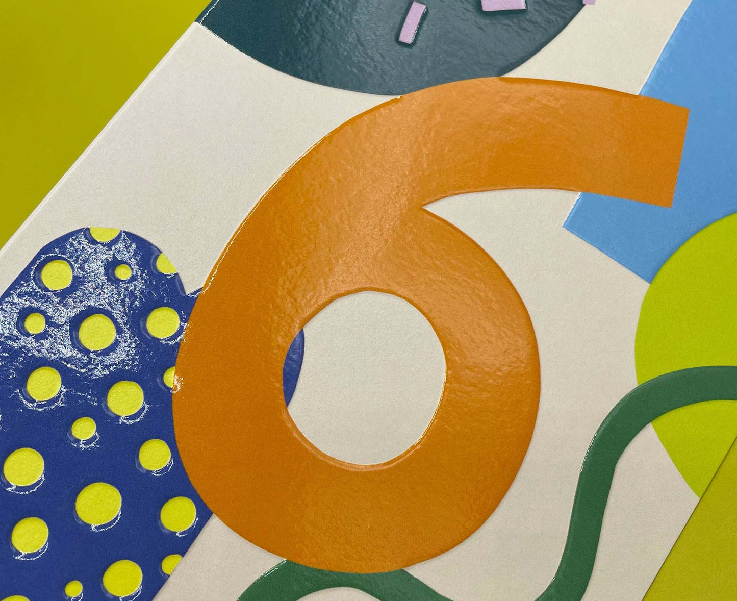 Bright Embossed 6th Birthday Card