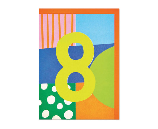 Bright Embossed 8th Birthday Card