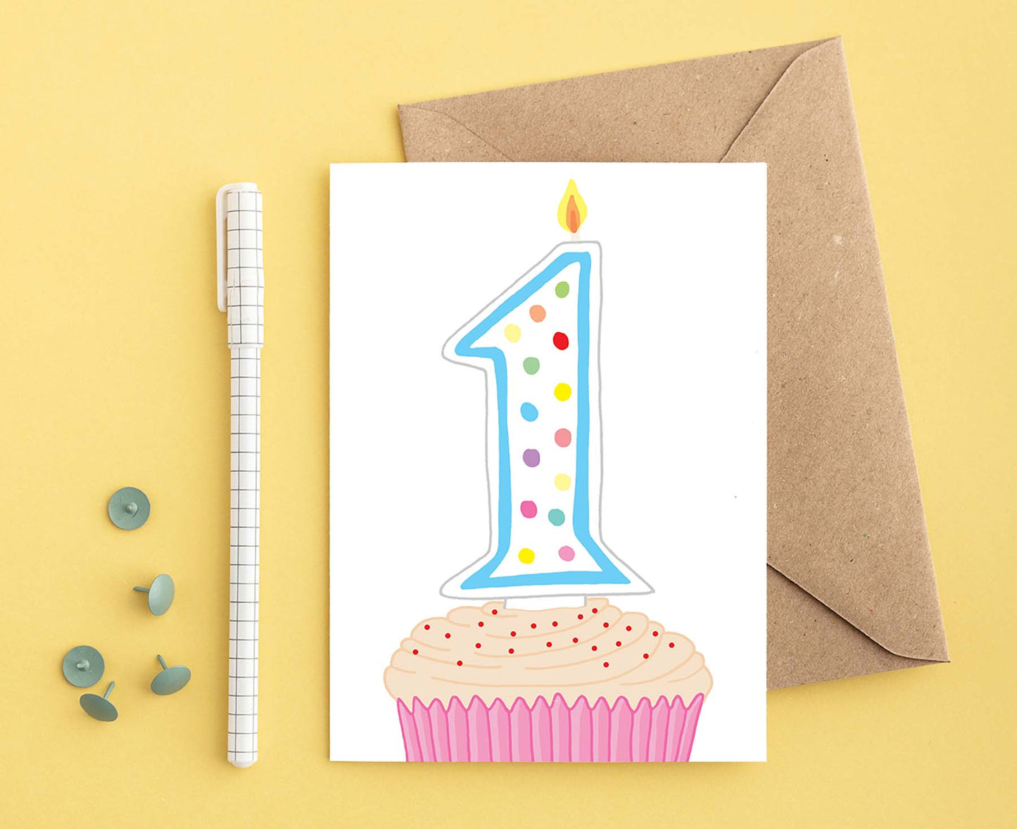 Number 1 Candle 1st Birthday Card