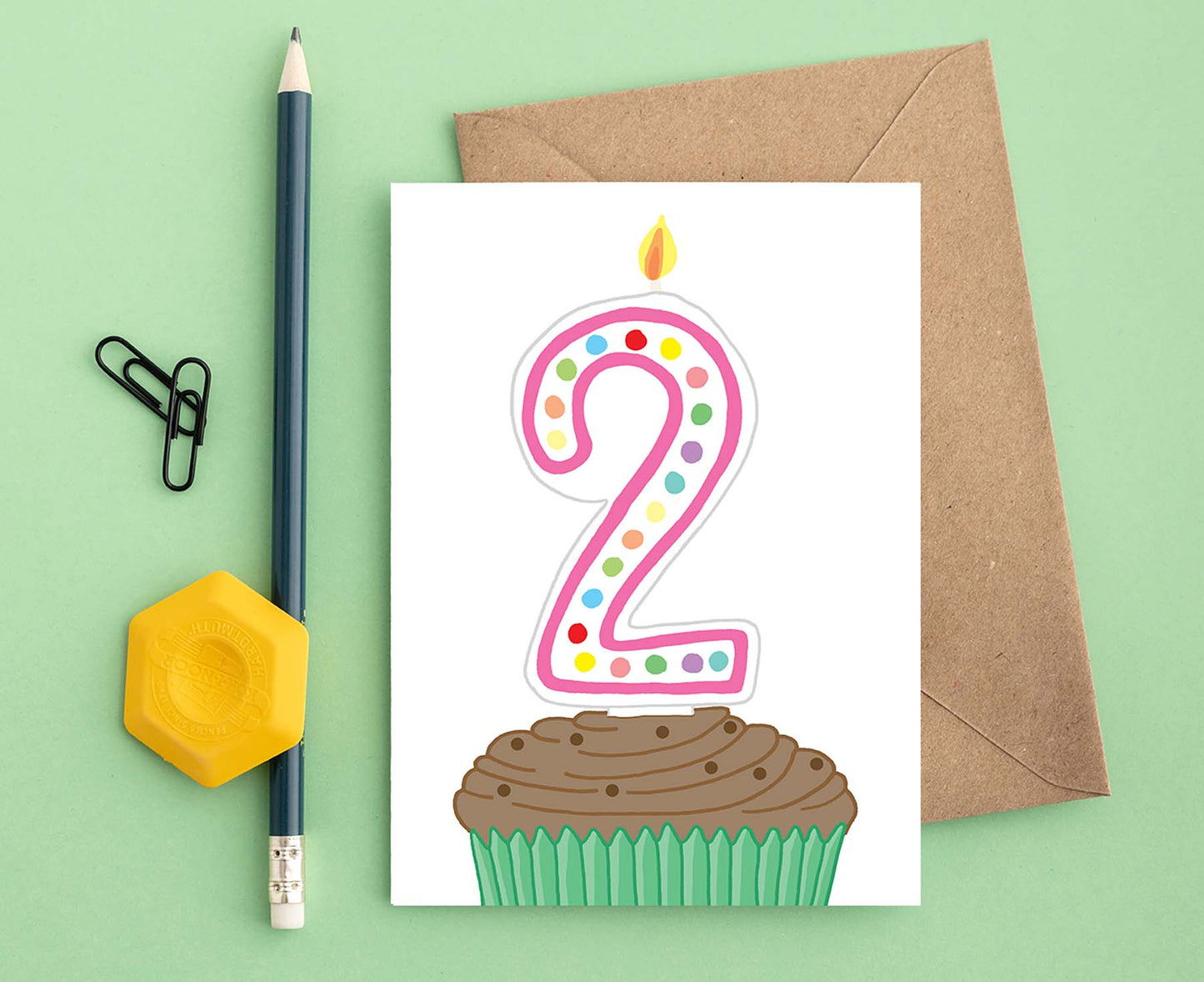 Number 2 Candle 2nd Birthday Card