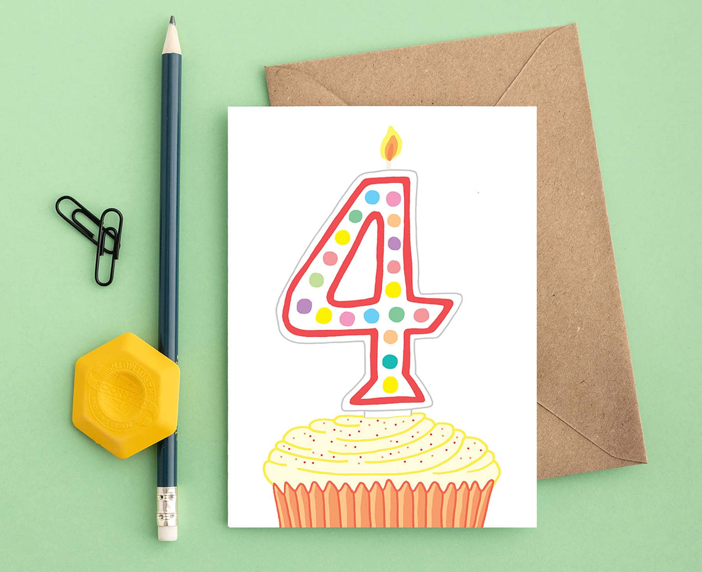 Number 4 Candle 4th Birthday Card