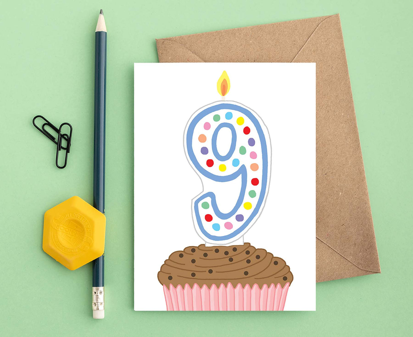 Number 9 Candle 9th Birthday Card