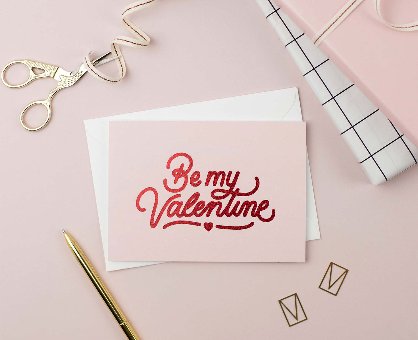 Be My Valentine Glitter Foiled Valentines Card