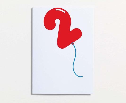 No.2 Balloon Second Birthday Card