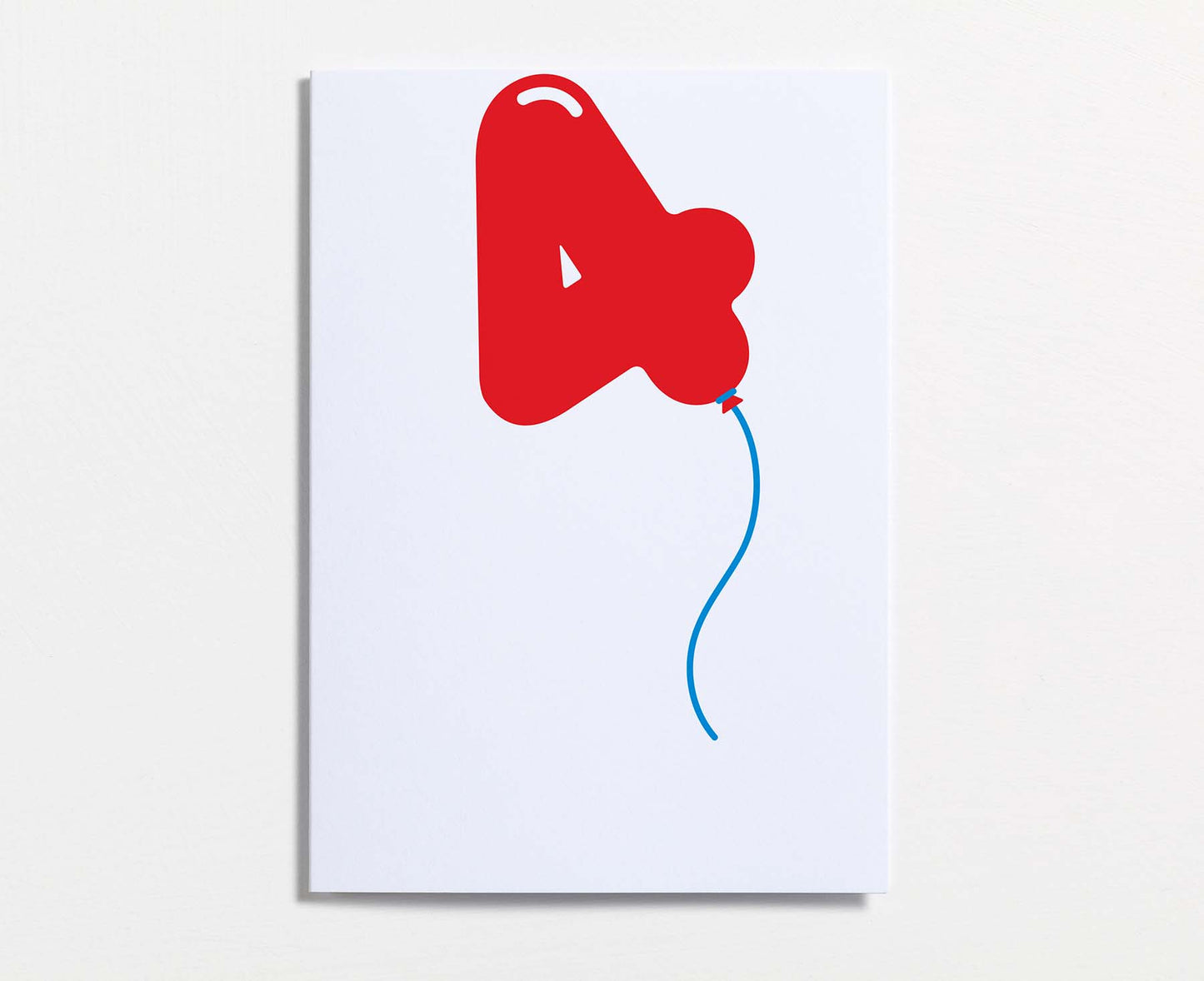 No.4 Balloon Fourth Birthday Card