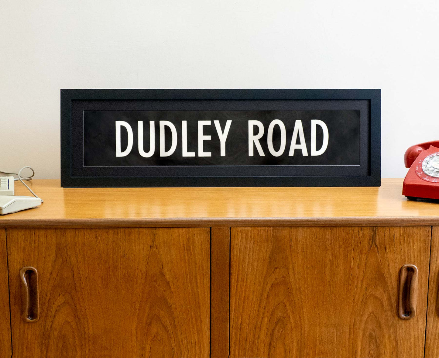 Dudley Road 1980s framed original bus blind