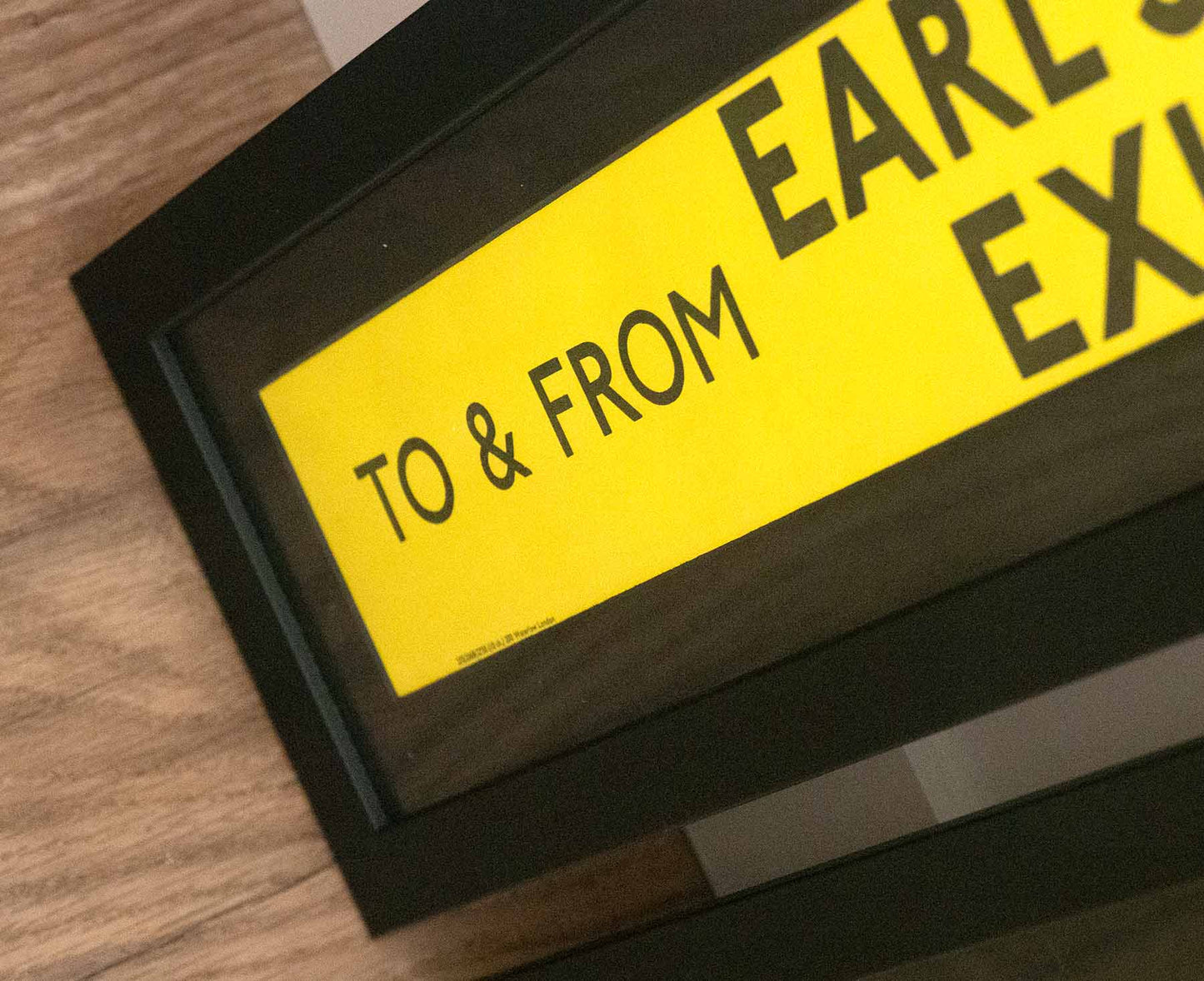 Earl's Court Exhibition Framed Yellow Mini London Bus Blind