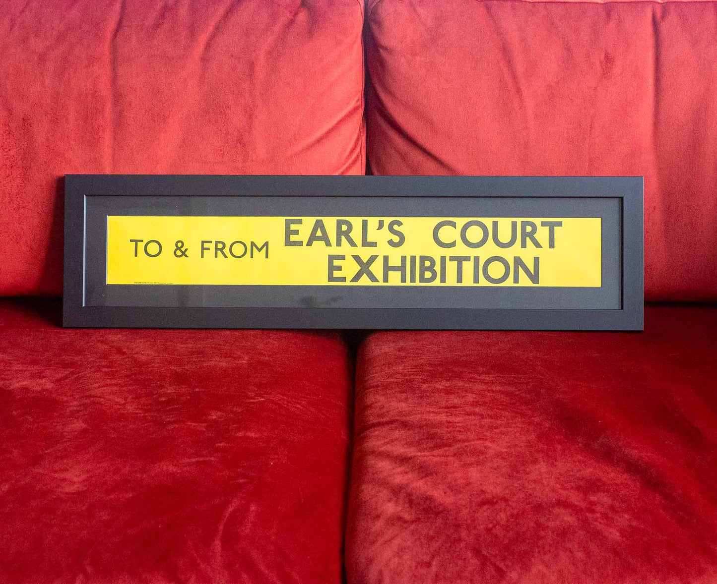 Earl's Court Exhibition Framed Yellow Mini London Bus Blind