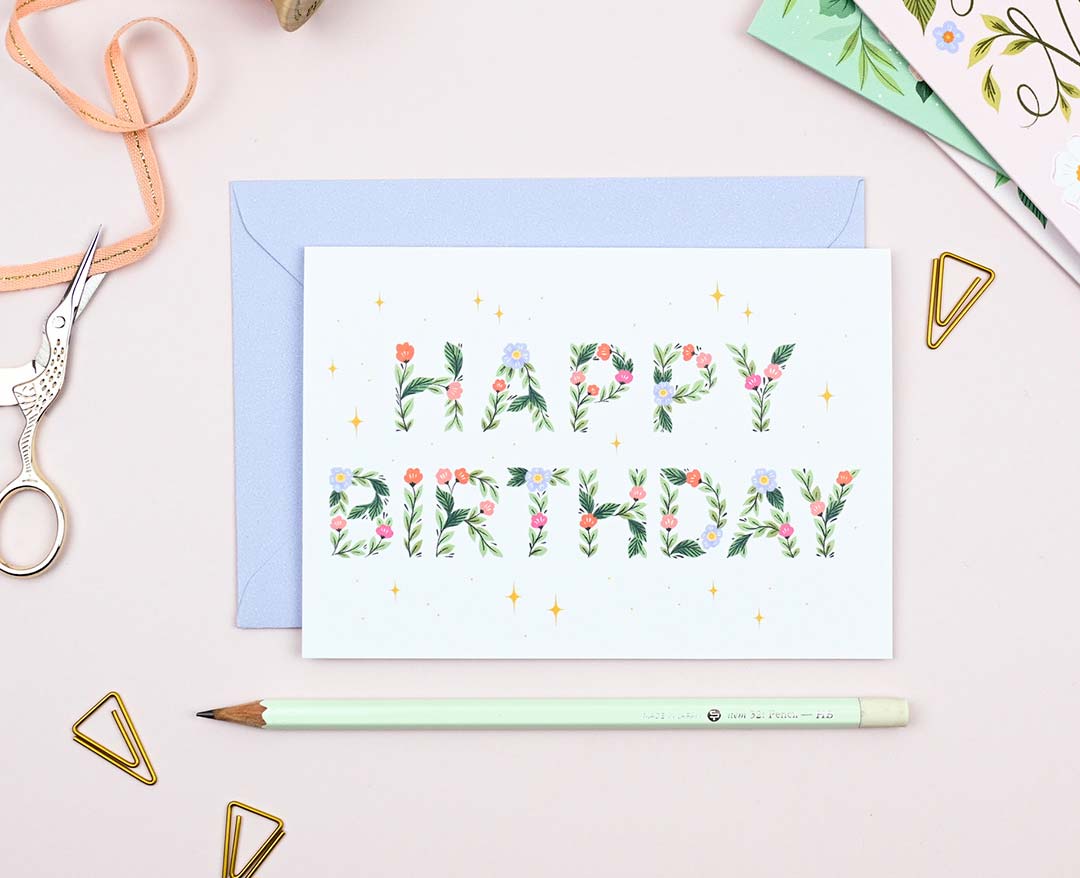 Floral Happy Birthday Card