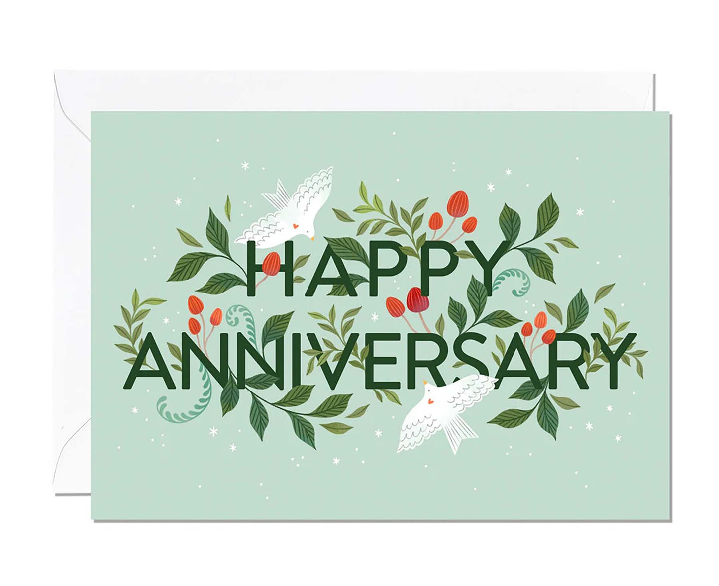 Floral Birds Happy Anniversary Card