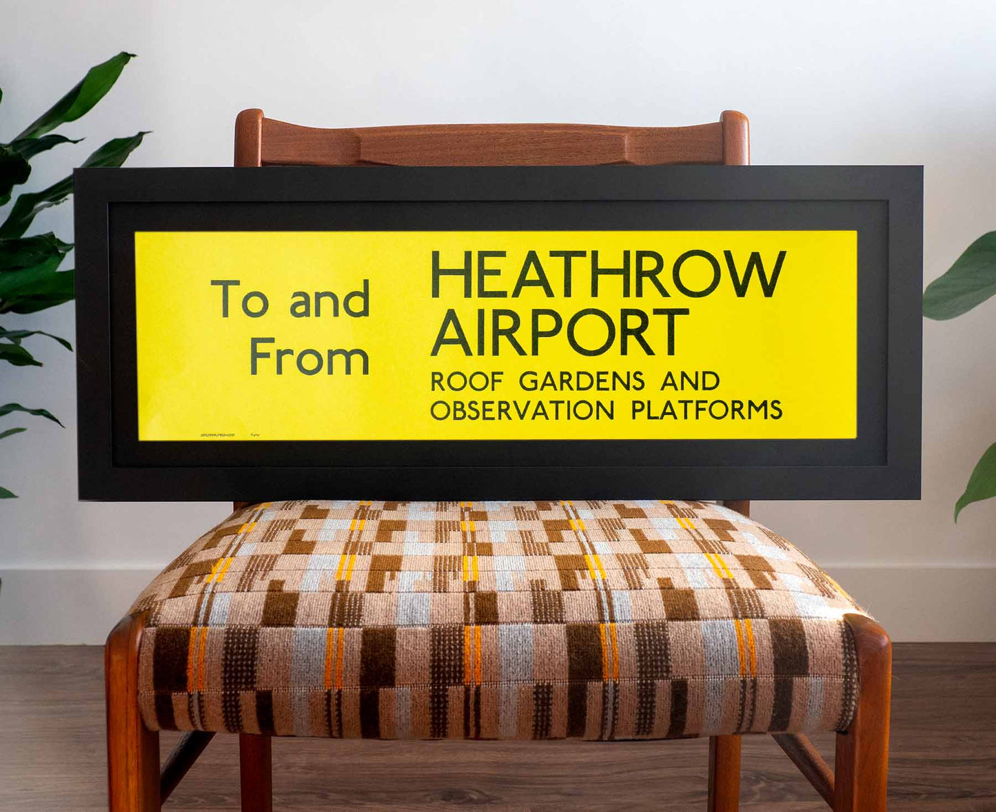 Heathrow Airport Framed Yellow London Bus Blind