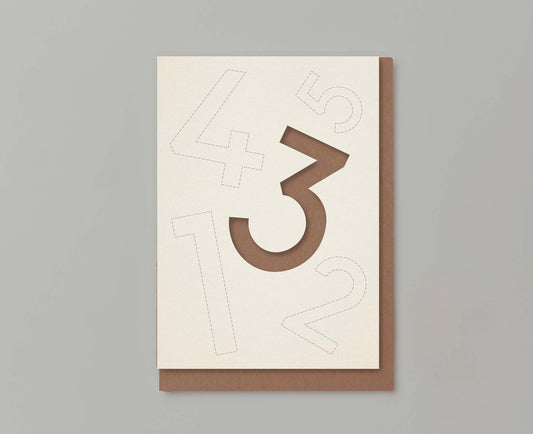 Scandi Type Third Birthday Card