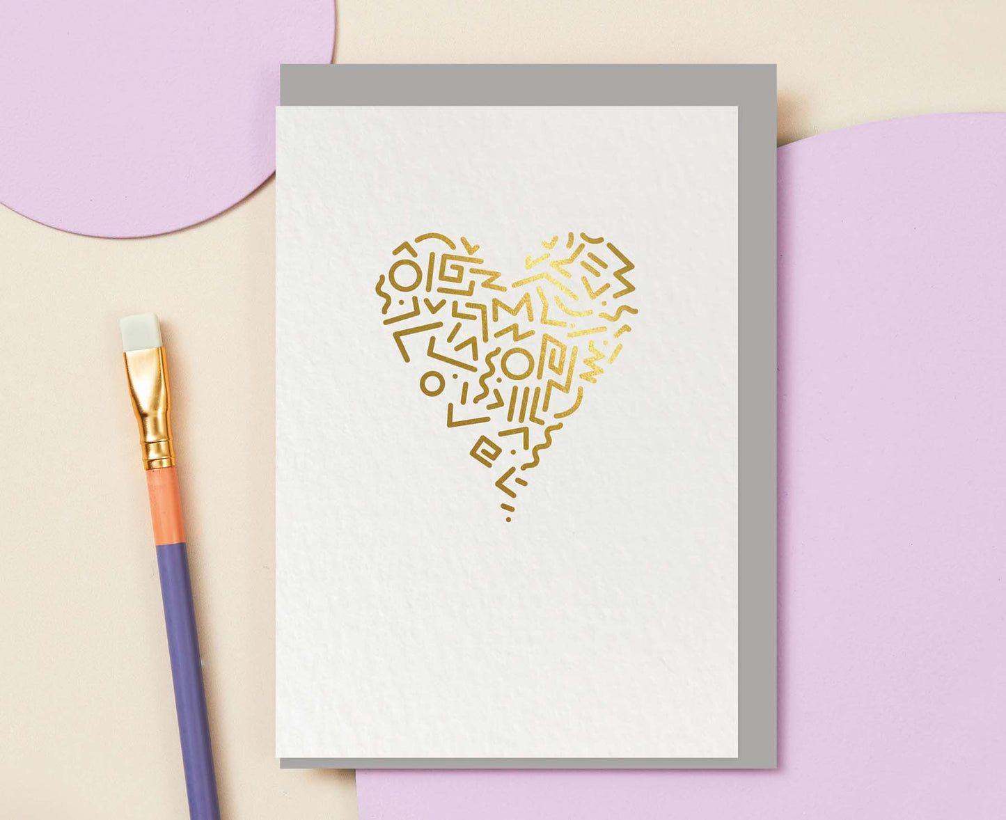 Memphis Love Heart Gold Foiled Card