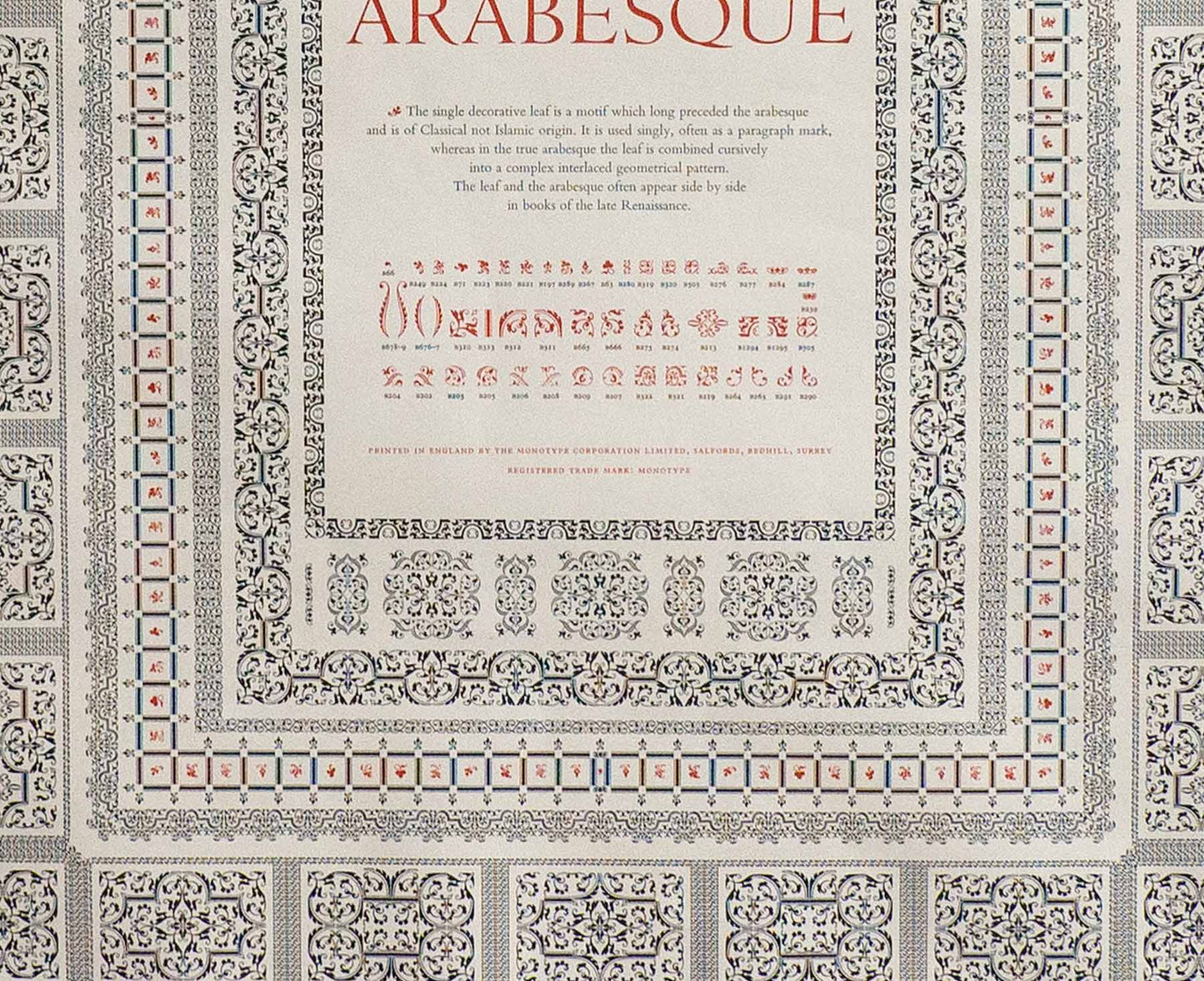 Monotype Ornaments Broadsheet No. 1 The Arabesque Framed Poster