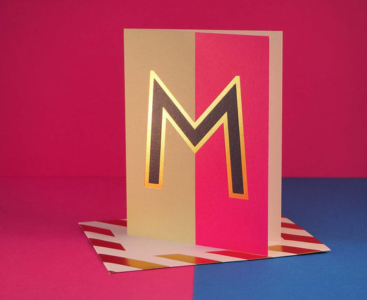 Nixie M foiled letter card