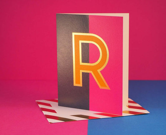Nixie R foiled letter card