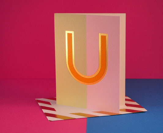 Nixie U foiled letter card