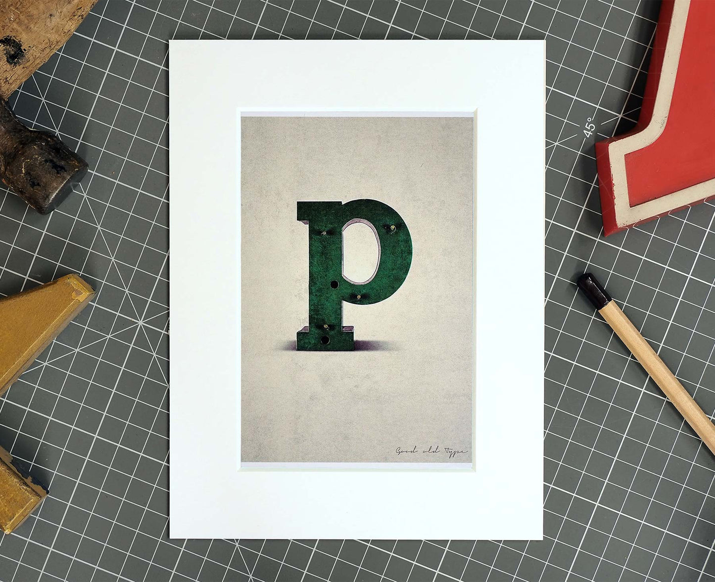 Letter P Salvaged Signage postcard