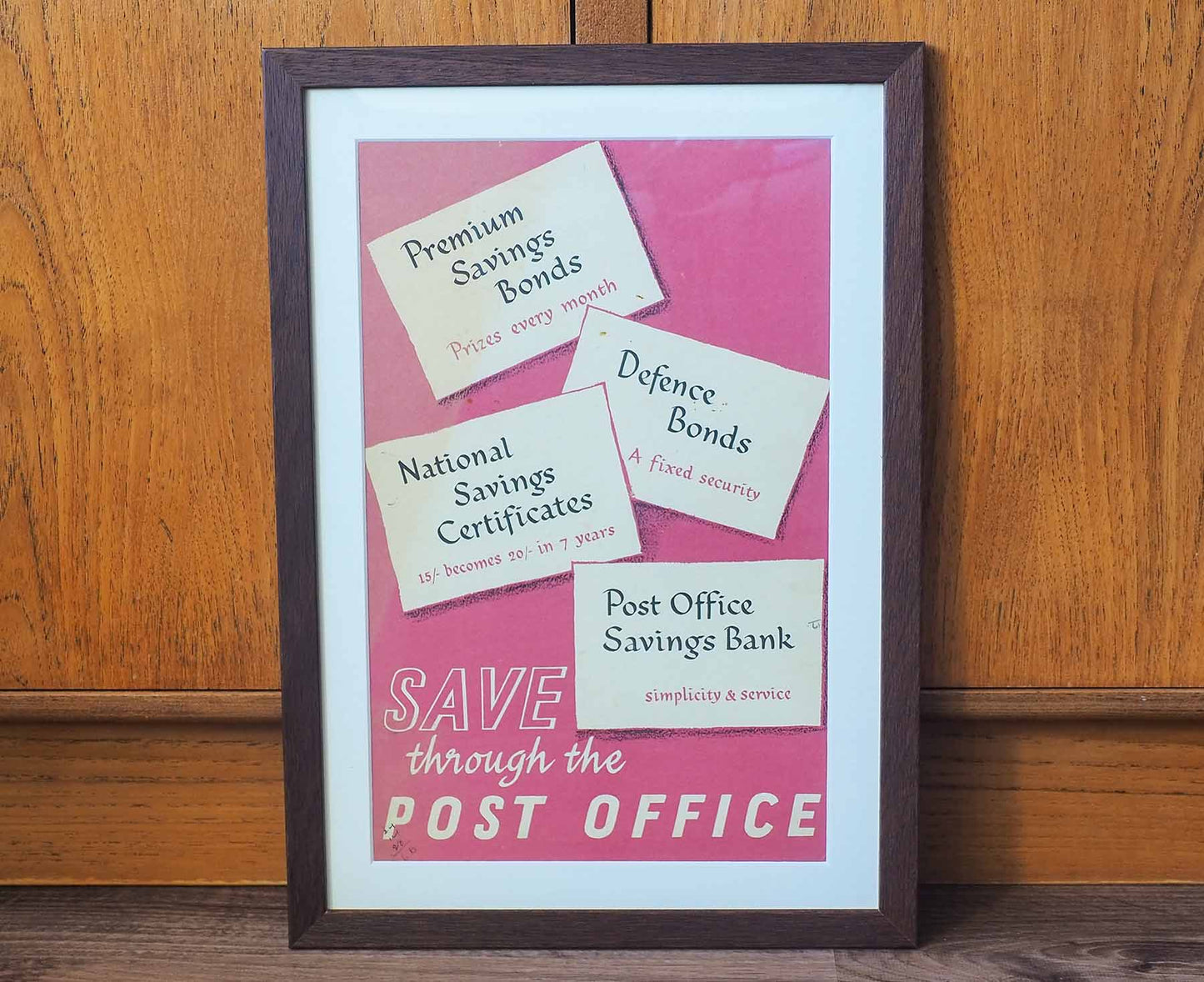 Post Office Savings Framed 1960s Vintage Promotional Card