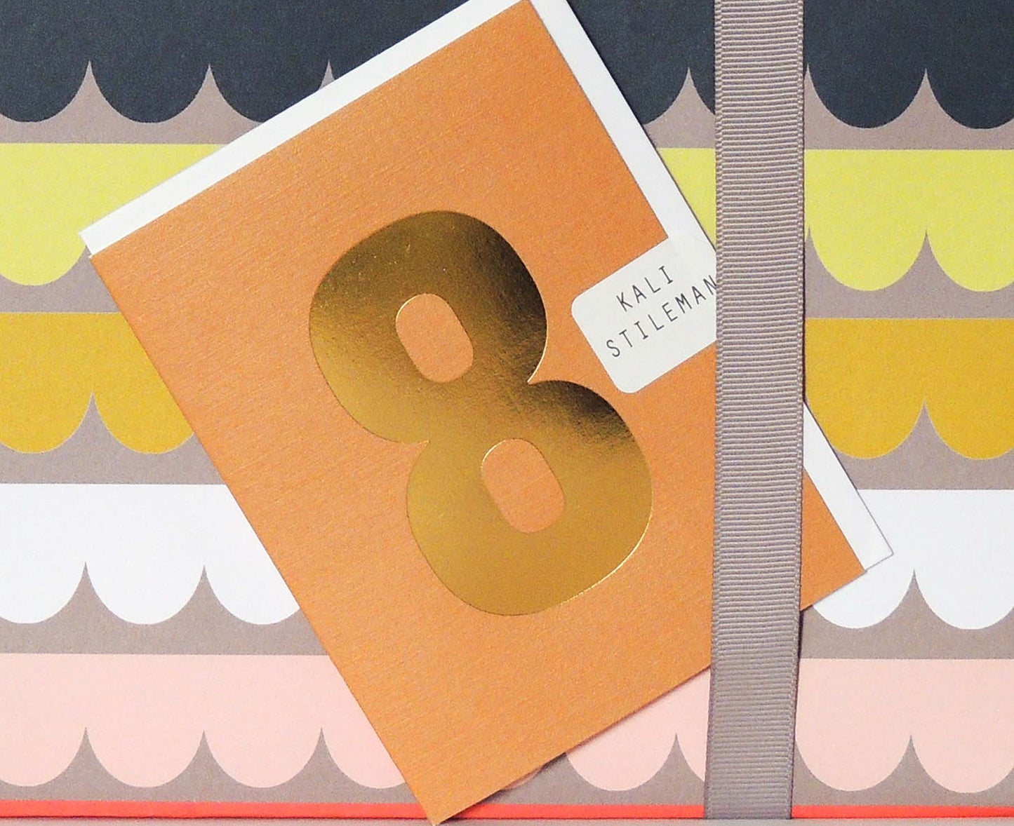 Number 8 Tiddly Gold Number Card Rust