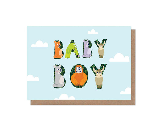 Animal Alphabet New Baby Boy Card
