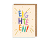 Gold Foiled Eighteen! Letter Candles Birthday Card