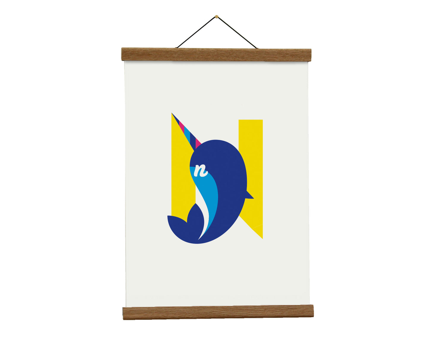 Letter N narwhal print