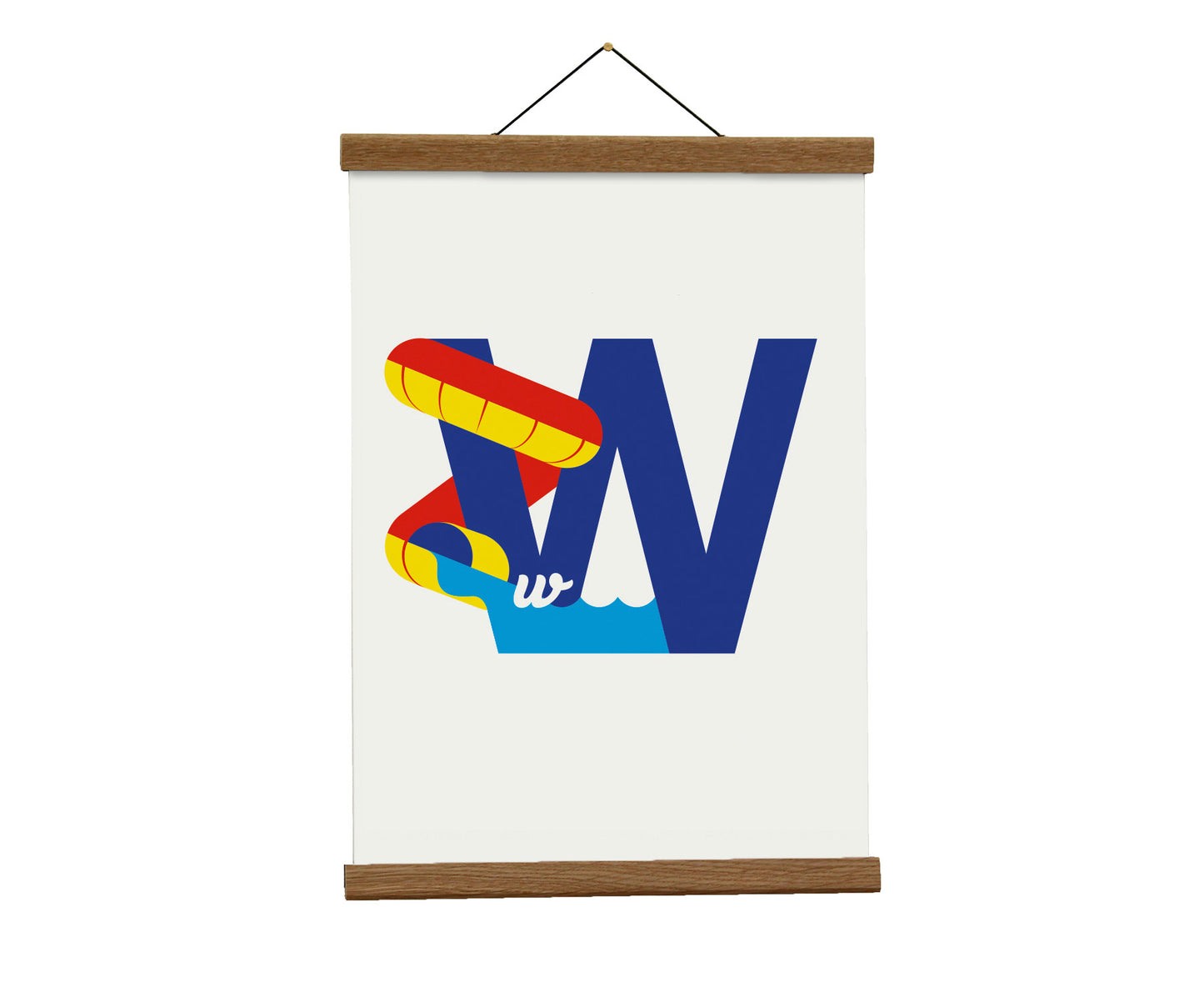 Letter W waterslide print