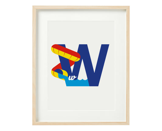 Letter W waterslide print