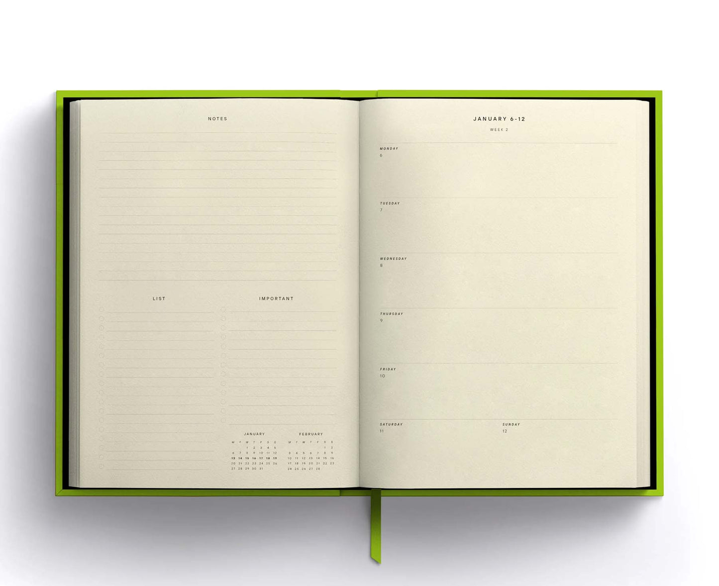 Blank Canvas Lime Green 2025 Diary