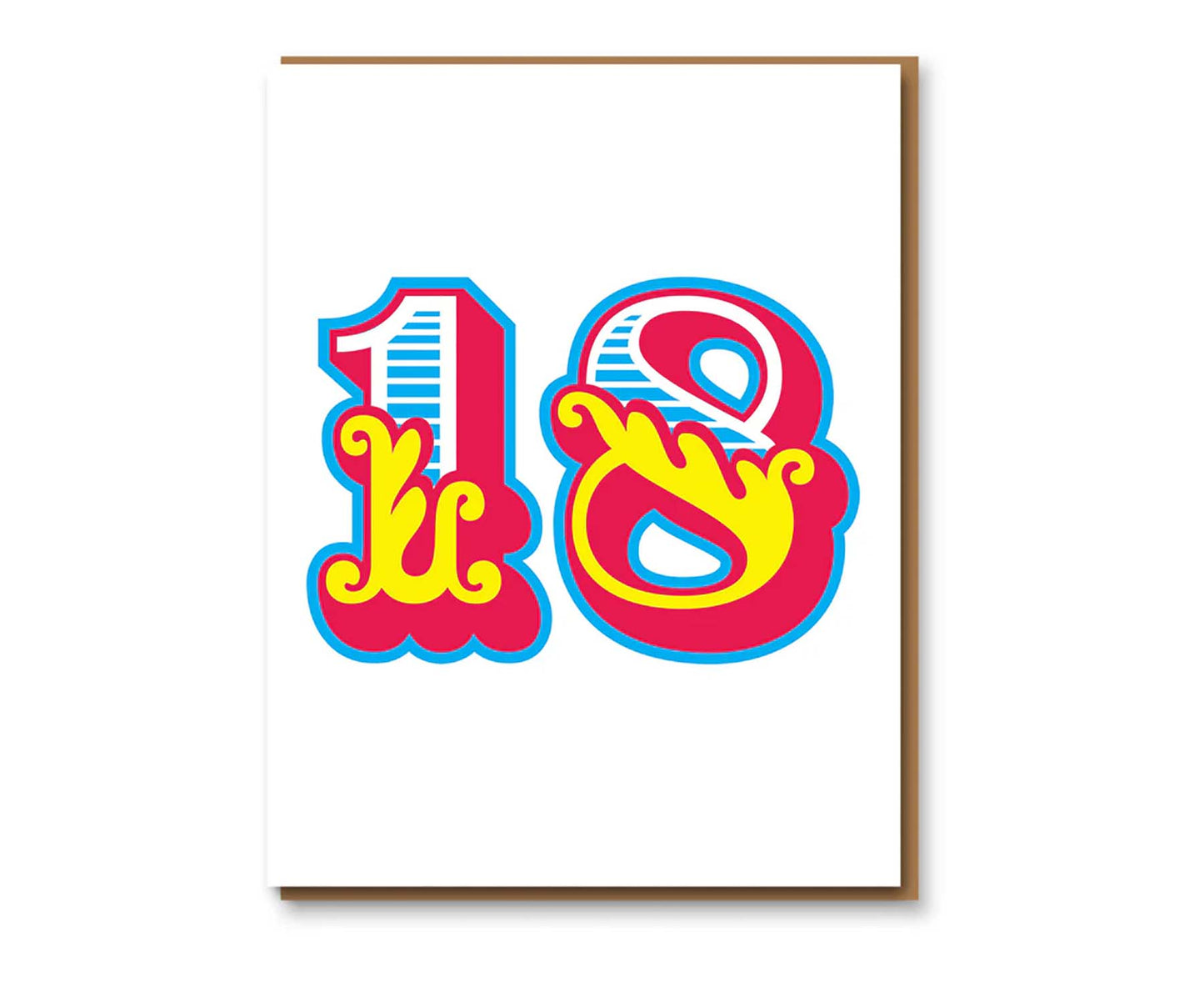 Circus Numbers 18th Letterpress Birthday Card