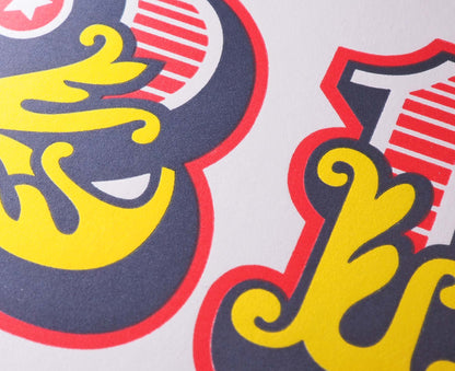 Circus Numbers 21st Letterpress Birthday Card