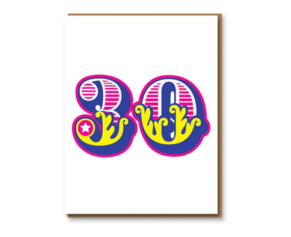 Circus Numbers 30th Letterpress Birthday Card