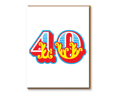 Circus Numbers 40th Letterpress Birthday Card