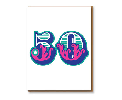 Circus Numbers 50th Letterpress Birthday Card