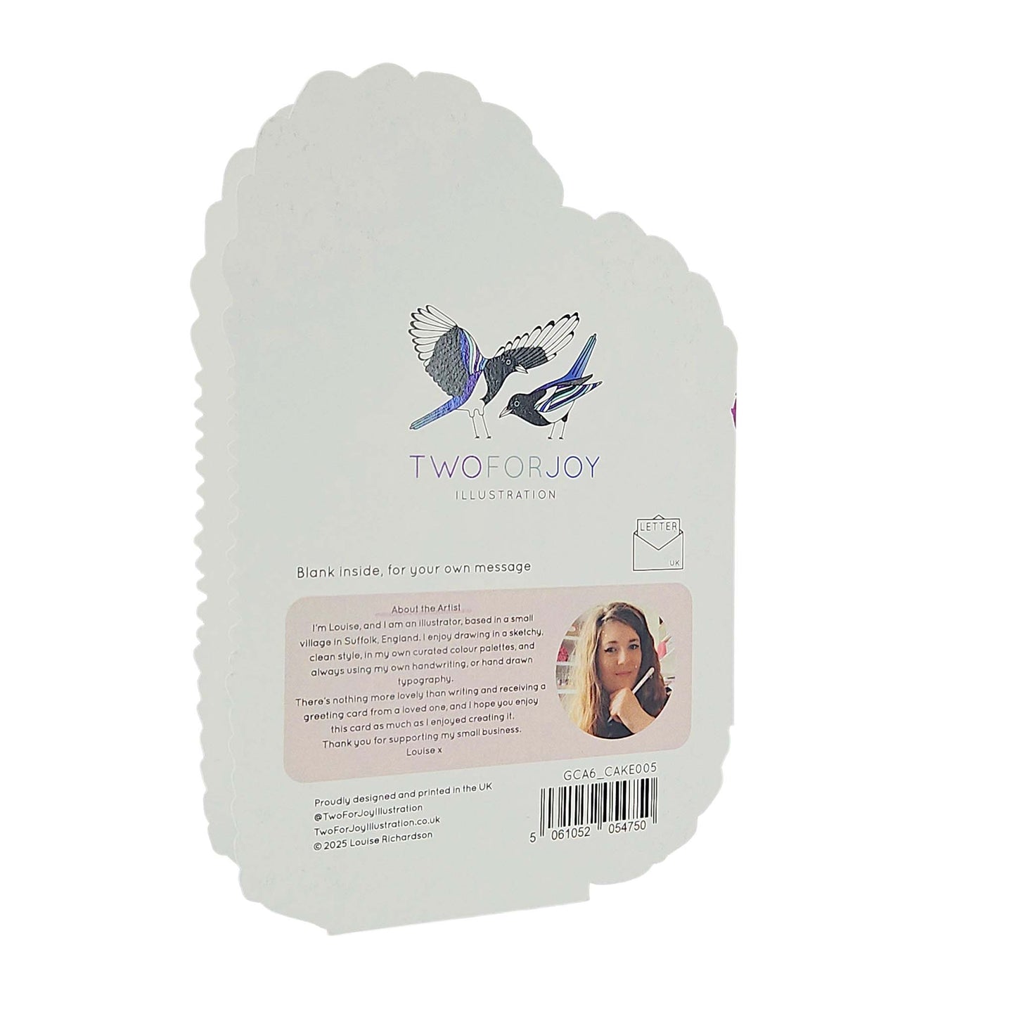 Twenty Something Silver Foiled Cutout Heart Cake Birthday Card