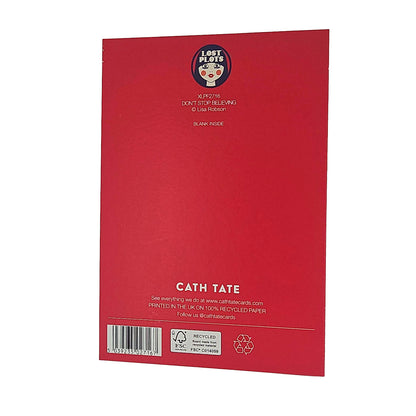 Don't Stop Believing Santa Gold Foiled Christmas Card